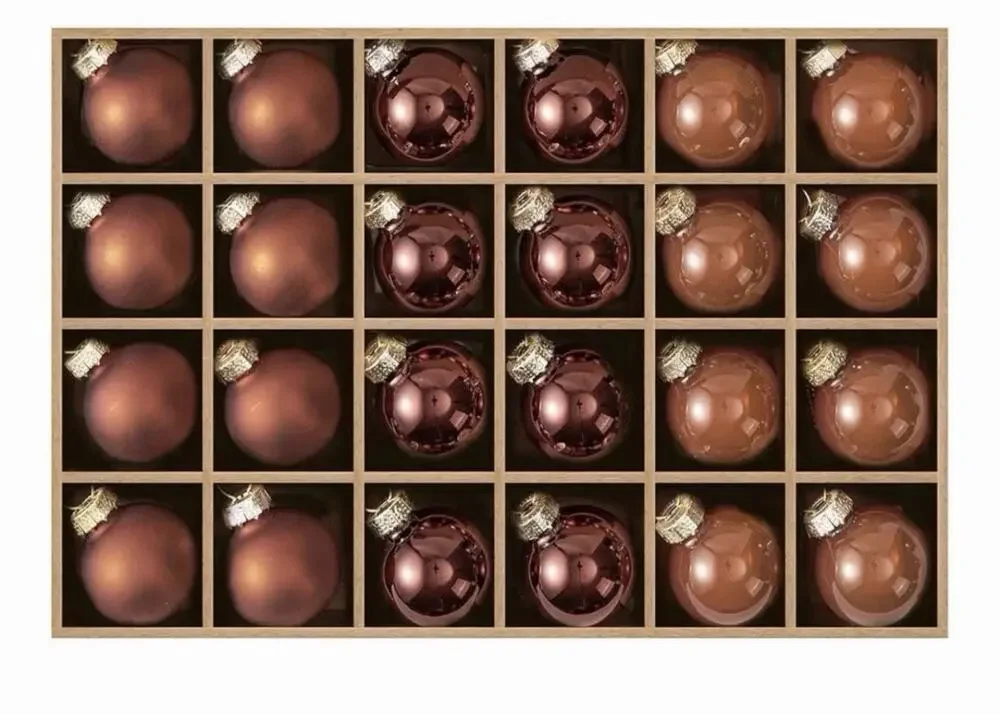 WDS WONDROUS Brown Glass Christmas Ball Ornaments - Set of 24 Mini- 1.18